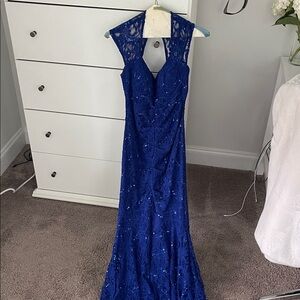 Elegant Blue Lace Dress